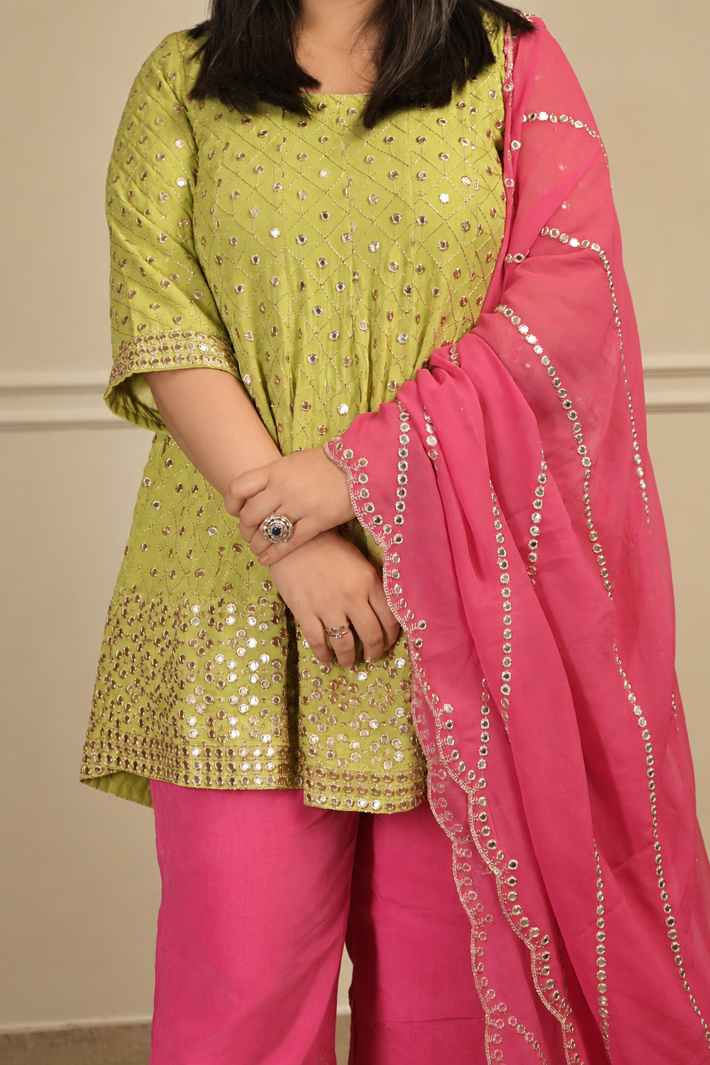 Short Anarkali Palazzo Set (3 piece)