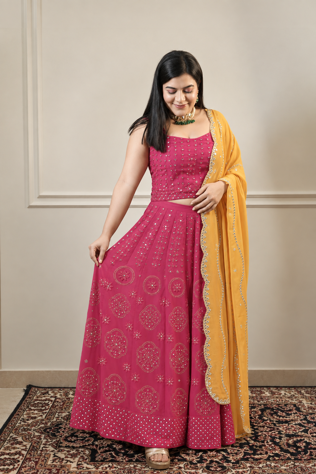 Corset Sharara Set with Contrast Dupatta (3 piece)