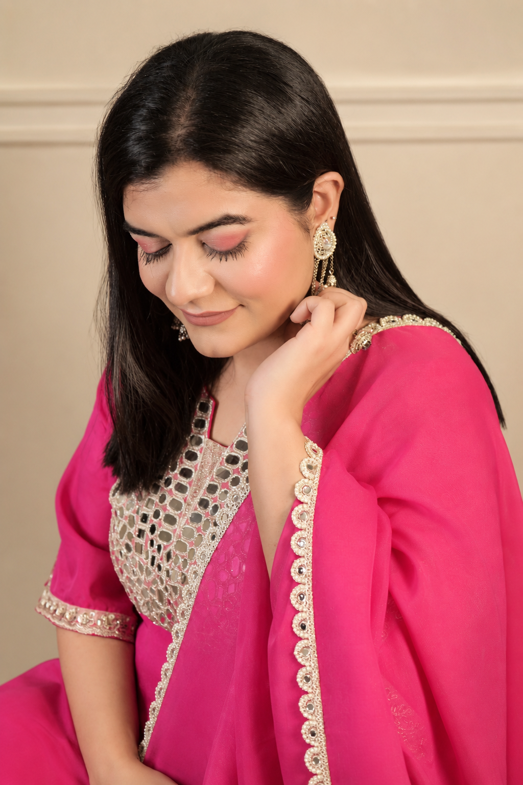 Pure Silk Suit with Farshi Salwar & Multicolour Dupatta (3 piece)
