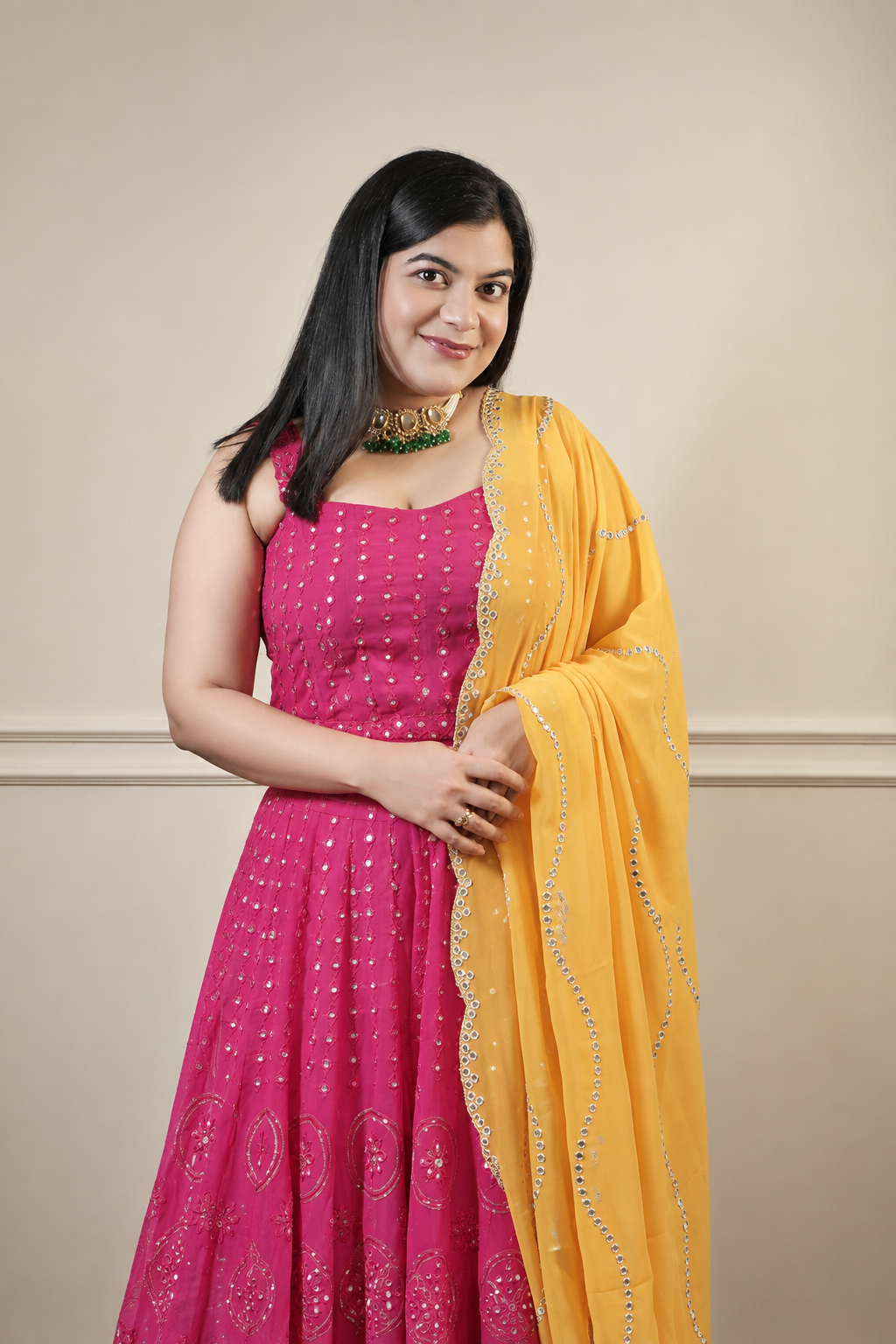 Corset Sharara Set with Contrast Dupatta (3 piece)