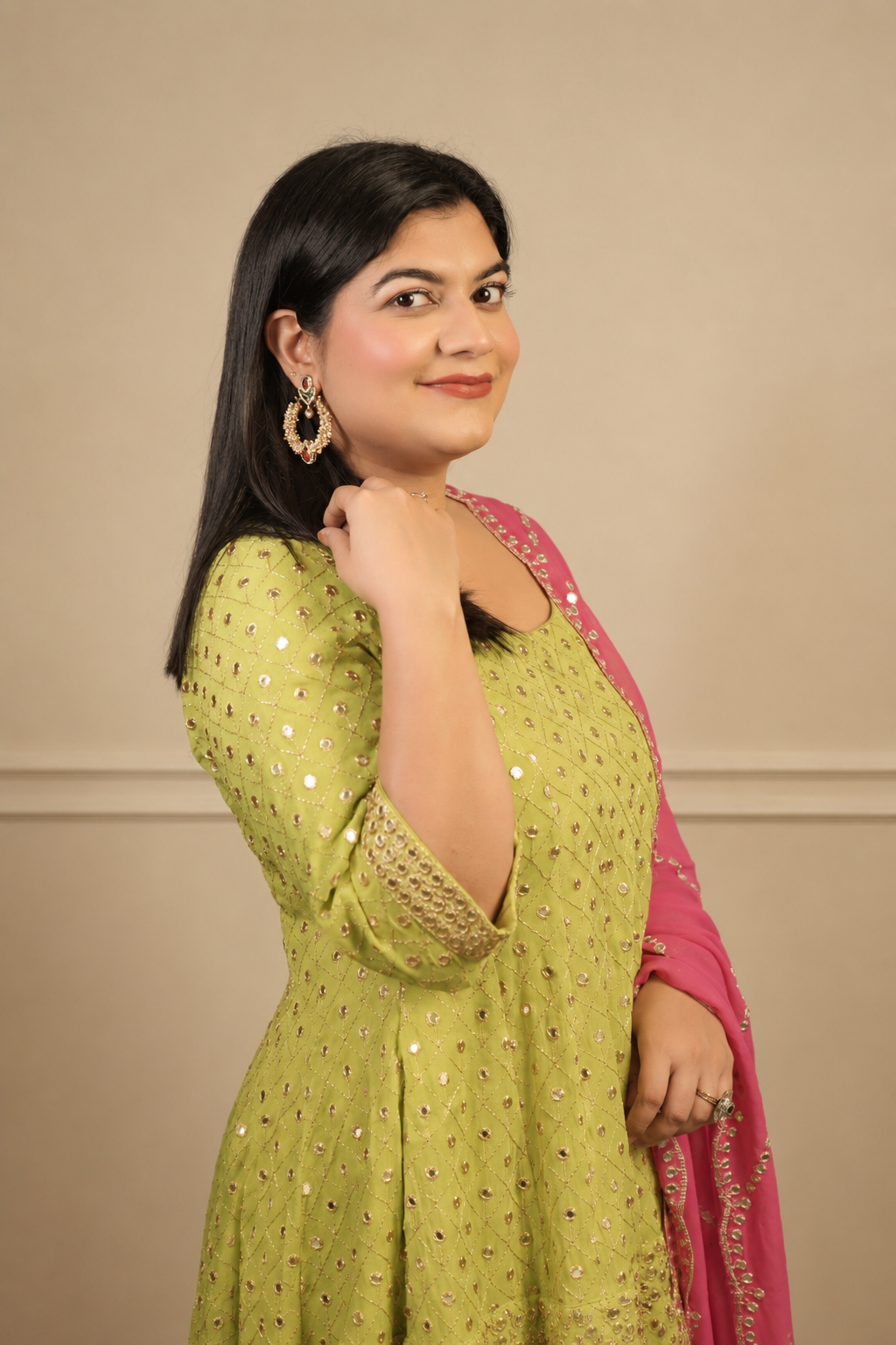 Short Anarkali Palazzo Set (3 piece)