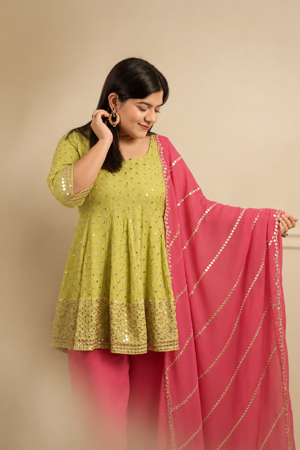 Short Anarkali Palazzo Set (3 piece)