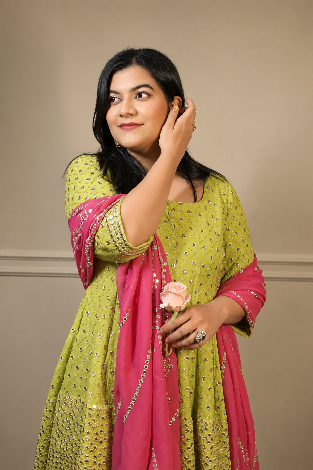 Short Anarkali Palazzo Set (3 piece)