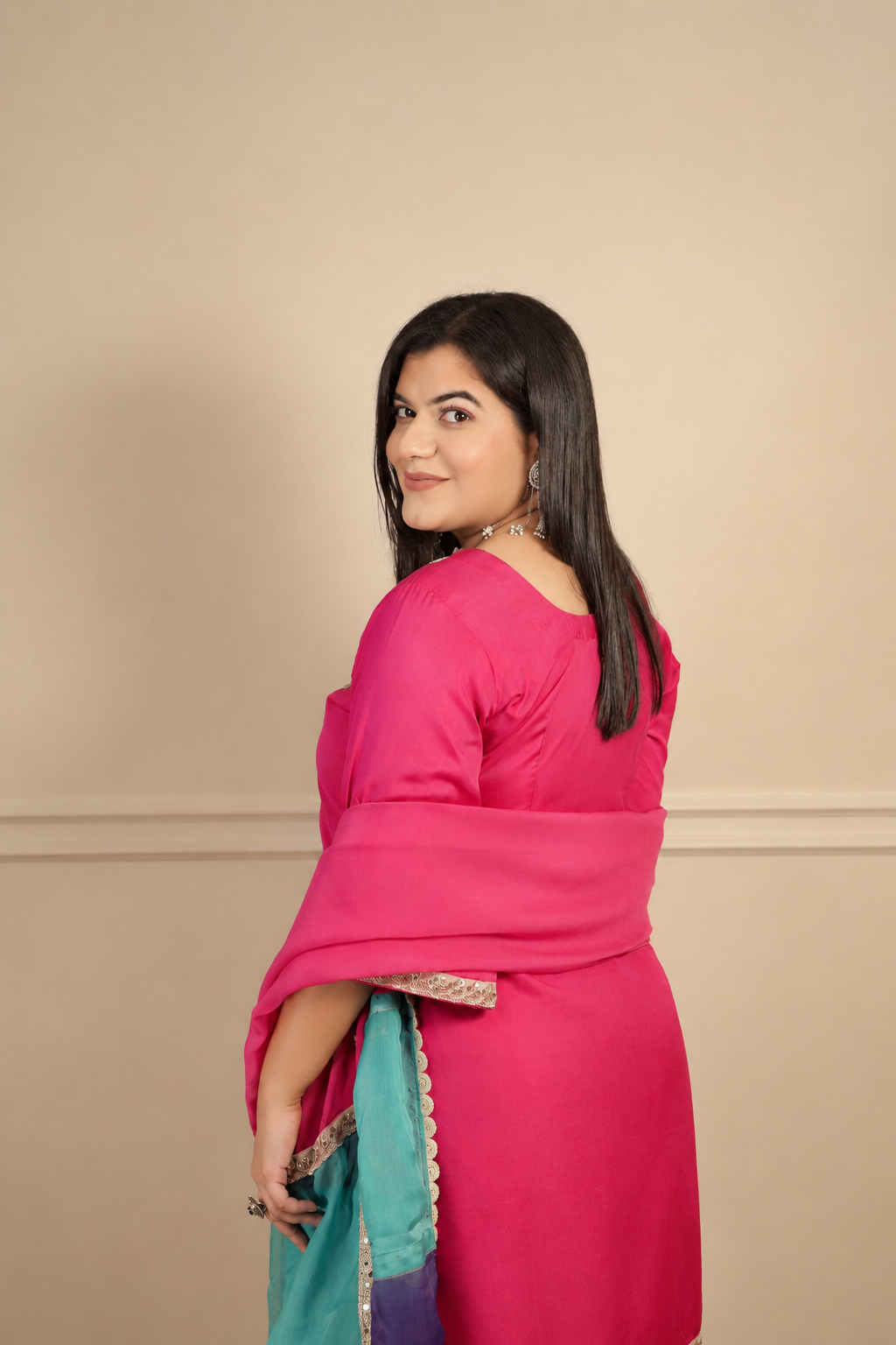 Pure Silk Suit with Farshi Salwar & Multicolour Dupatta (3 piece)