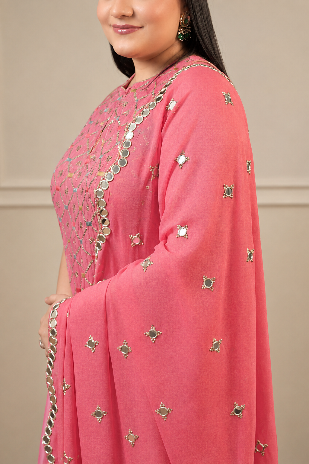 Halter Neck Shirt With Bell Bottom Sharara Set (3 piece)