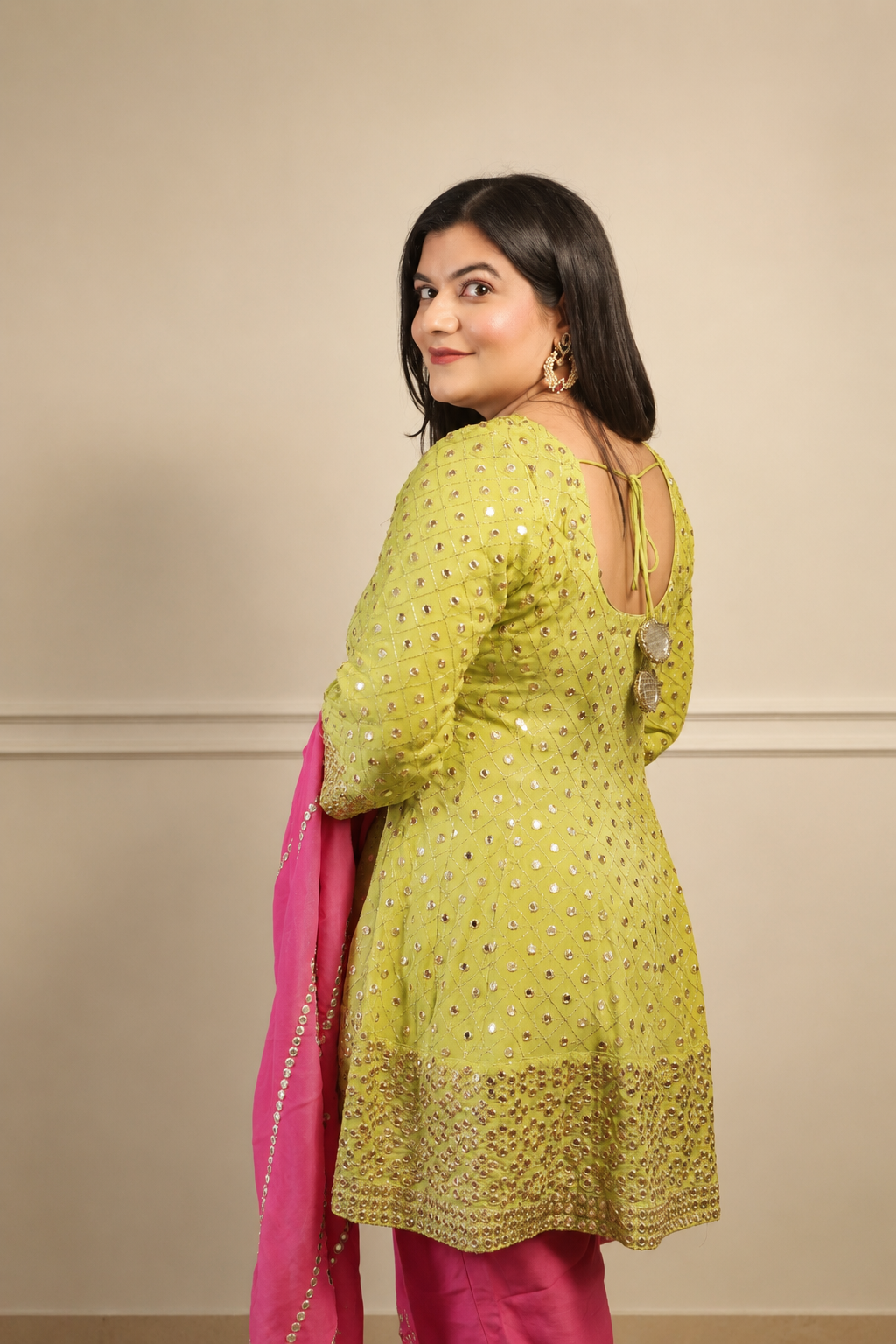 Short Anarkali Palazzo Set (3 piece)
